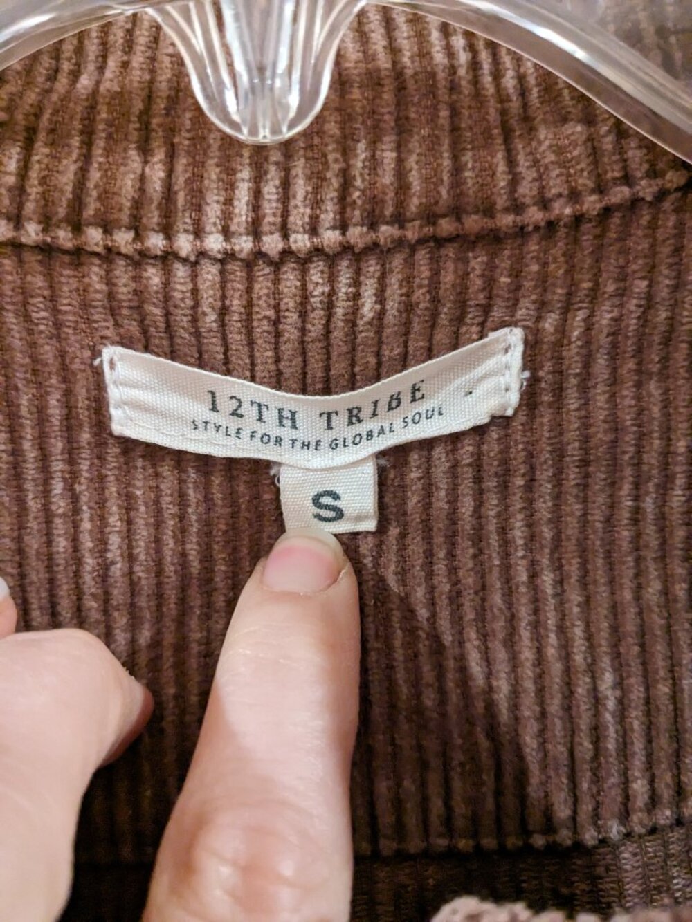 12th Tribe Small Brown Corduroy Cropped Trucker Jacket Raw Hem Festival Cowgirl - Picture 7 of 11